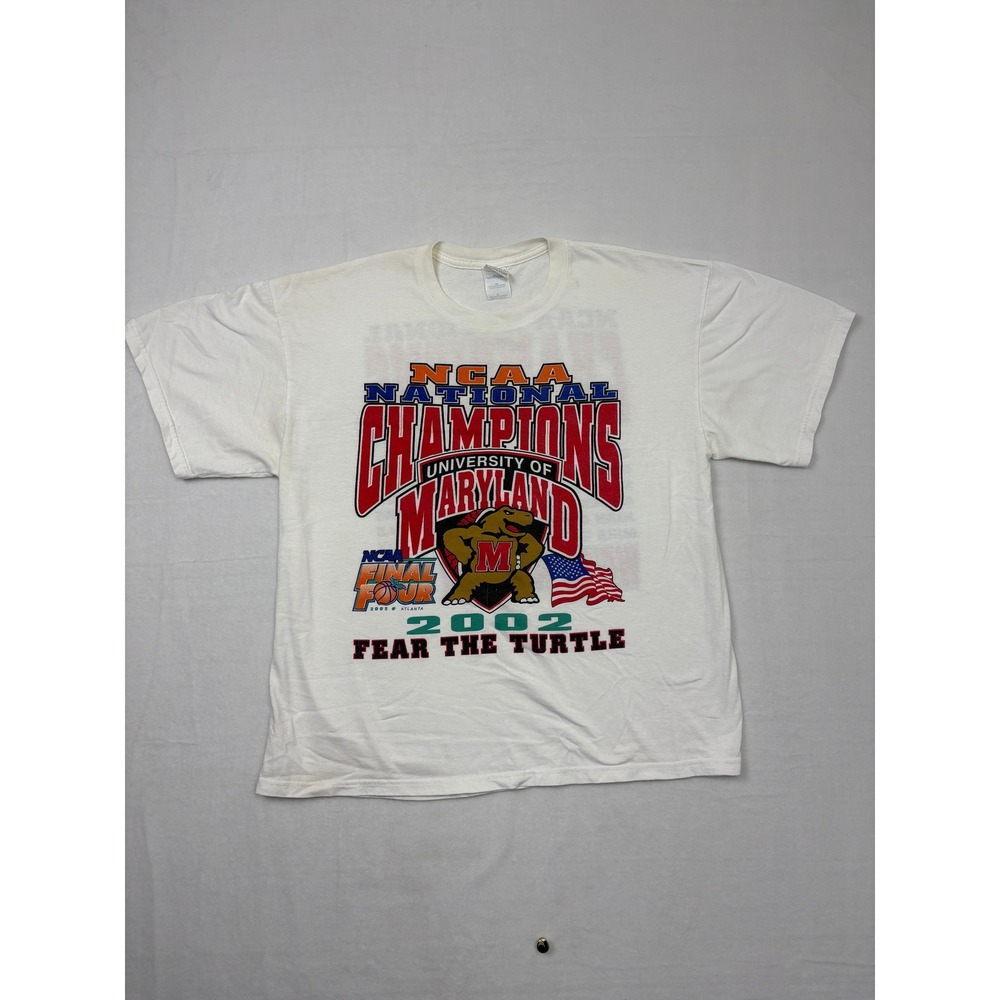 Vintage 2002 University of Maryland NCAA National Champions T-Shirt XL White N1